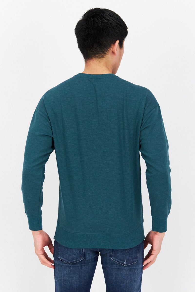 Eddie Bauer Men Crew Neck Long Sleeve Graphic Print Sweatshirt, Teal Blue Combo  - Image 4