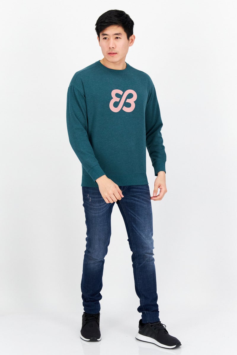 Eddie Bauer Men Crew Neck Long Sleeve Graphic Print Sweatshirt, Teal Blue Combo  - Image 3