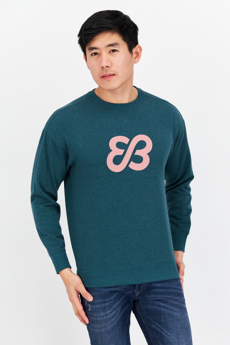 Eddie Bauer Men Crew Neck Long Sleeve Graphic Print Sweatshirt, Teal Blue Combo  - Image 1