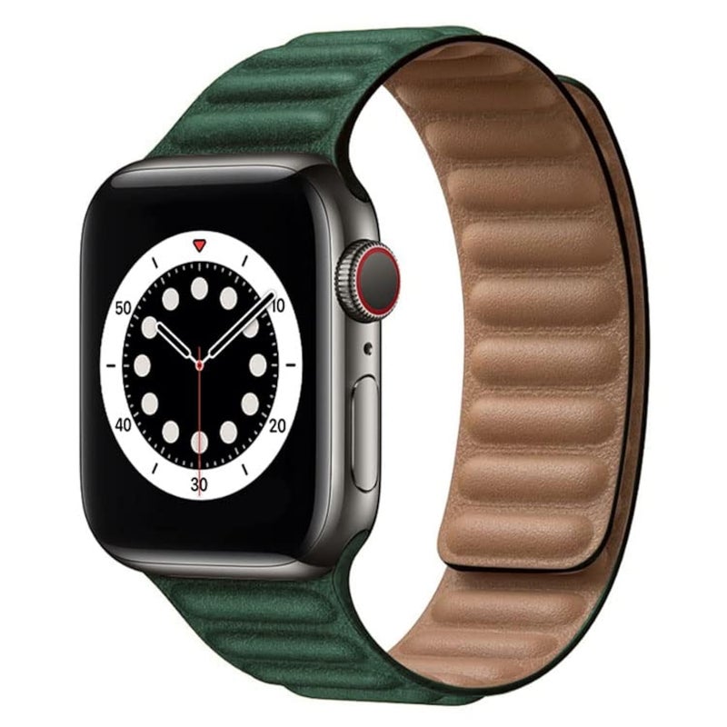 AC&L Leather Magnetic Band Compatible with Apple Watch 38mm, Cedar Green Strap - Image 2