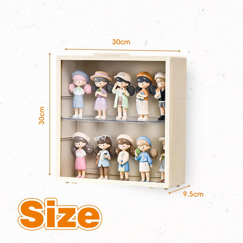 SHUNLI Clear Display case for Figures - Adjustable Display Stand, 3 Tiers Wall Mounted Doll Storage Box, Acrylic Display Box with Door Dust and Moisture Proof for Collectibles Lego Pop Mart (Cream) - Image 2
