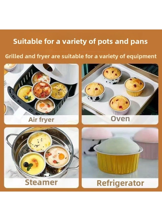 Pudding Cake Cup High Temperature Resistant Tin Paper Cup Bray Cheese Cup Snow Mei Niang Cup Air Fryer Special Bowl Tin Paper Box-Color:Aluminum Foil Cake Cup  - Image 4