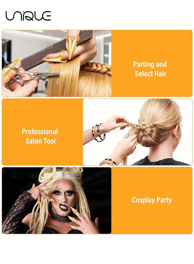 Unique 10 Pcs Stitch Hair Parting Braiding Tool Set, Metal Hair Parting Sectioning Rings for Finger Braiding, Claws for DIY Cosplay, Party Supplies(Silver and Gold) - Image 5