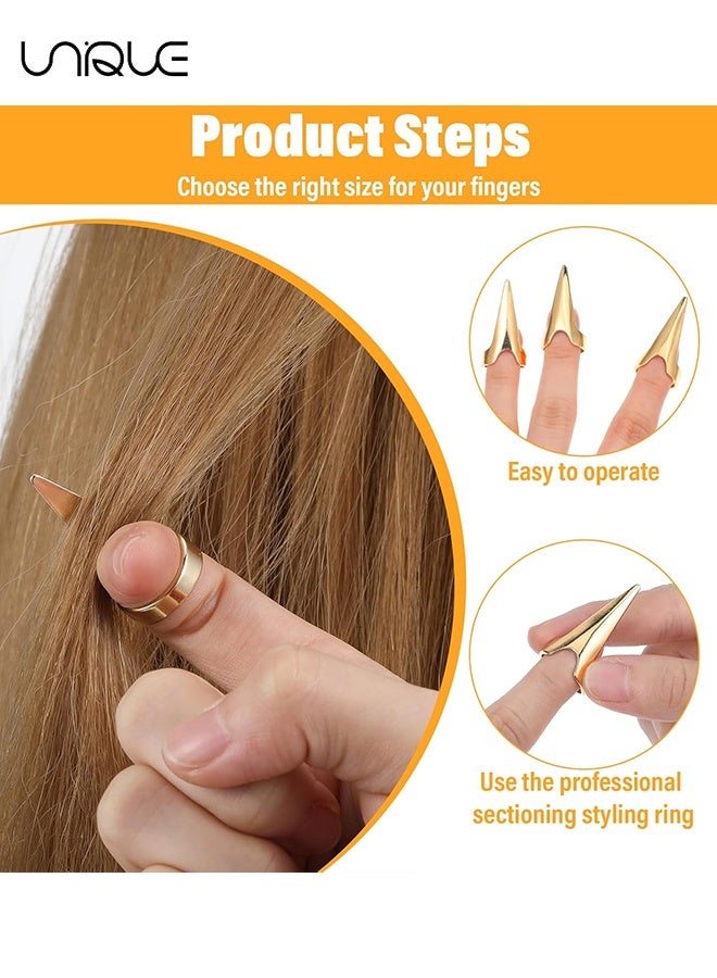 Unique 10 Pcs Stitch Hair Parting Braiding Tool Set, Metal Hair Parting Sectioning Rings for Finger Braiding, Claws for DIY Cosplay, Party Supplies(Silver and Gold) - Image 4