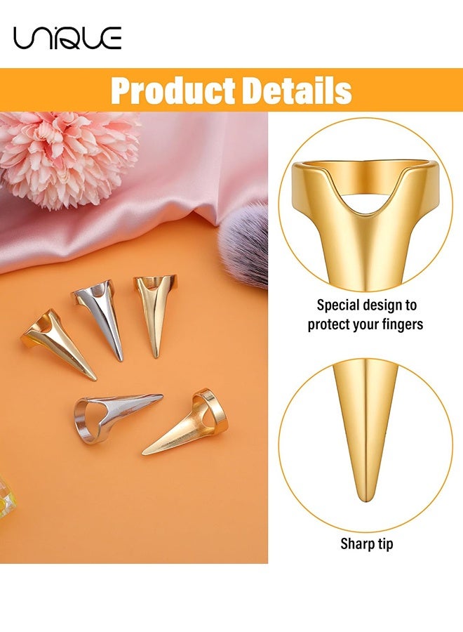 Unique 10 Pcs Stitch Hair Parting Braiding Tool Set, Metal Hair Parting Sectioning Rings for Finger Braiding, Claws for DIY Cosplay, Party Supplies(Silver and Gold) - Image 3