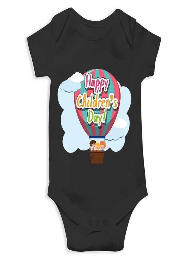 MOTT2 Children's Day Special Unisex Baby Romper - Happy Children's Day 11 (Black, 9-12 Months) - Image 1