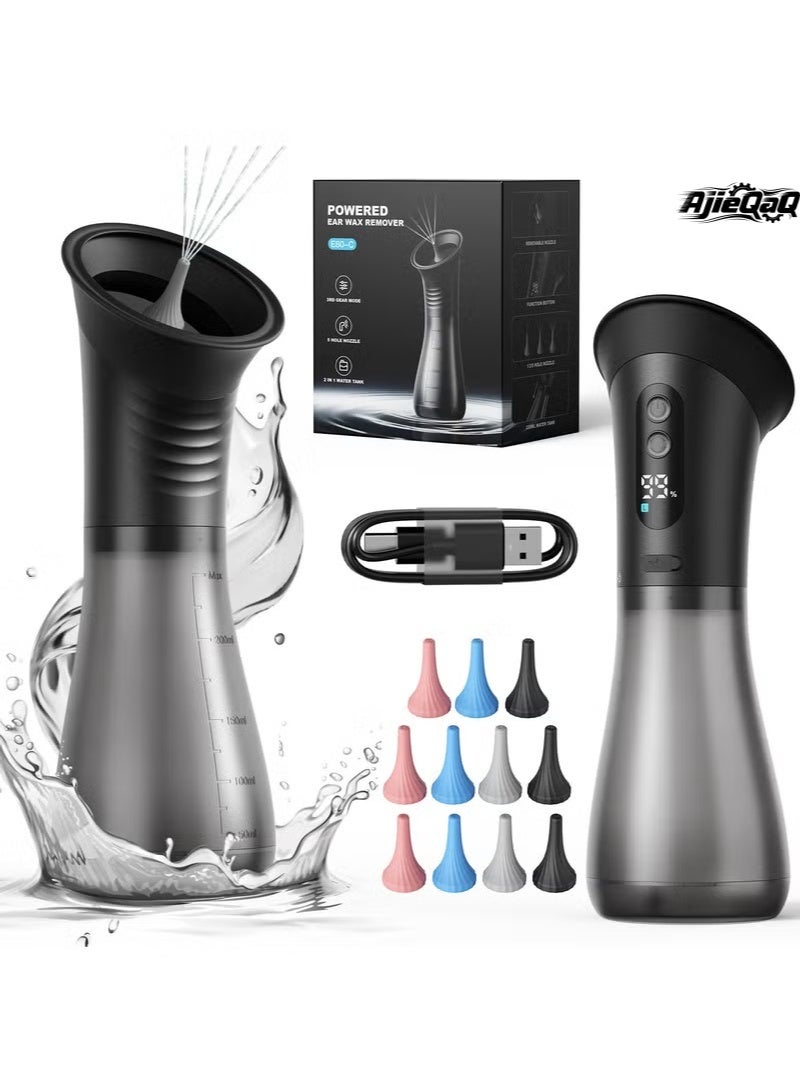 AjieQaQ Ear Wax Removal, Electric Ear Cleaner with LED Display, Ear Cleaning Kit with Wastewater Recovery System, 3 Pressure Modes, 12 Tips, Effective & Safe Ear Wax Cleaner Irrigation Flushing System - Image 1