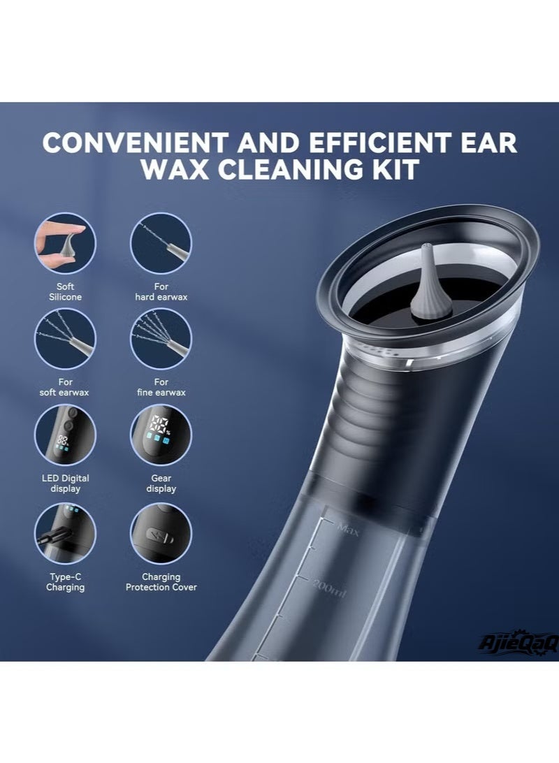 AjieQaQ Ear Wax Removal, Electric Ear Cleaner with LED Display, Ear Cleaning Kit with Wastewater Recovery System, 3 Pressure Modes, 12 Tips, Effective & Safe Ear Wax Cleaner Irrigation Flushing System - Image 3