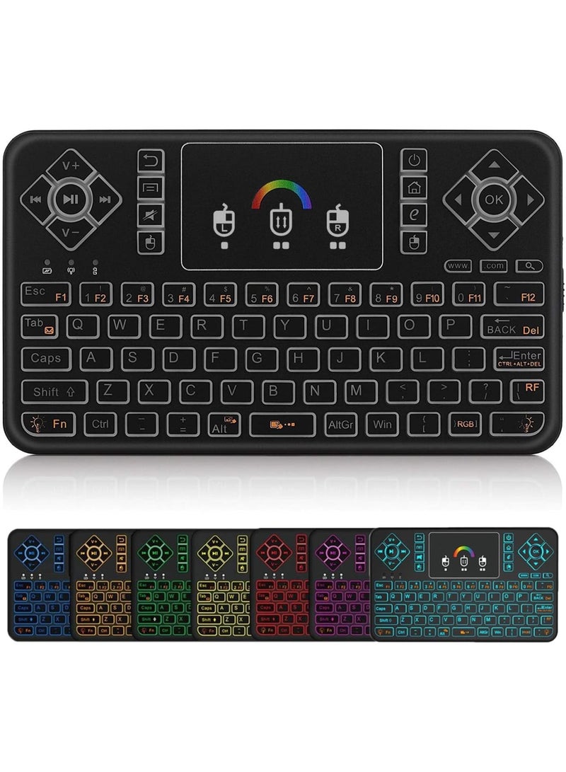 SOLARAE Mini Wireless Keyboard, Q9 Portable Rechargeable Keyboard with Touchpad Colorful Backlit, Handheld Remote Keyboard for PC,Raspberry Pi 4, Android TV Box,KODI,Windows 7 8 10 - Image 1