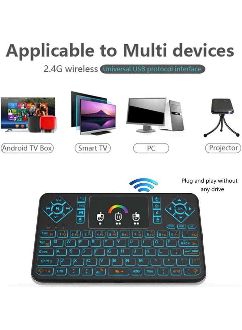 SOLARAE Mini Wireless Keyboard, Q9 Portable Rechargeable Keyboard with Touchpad Colorful Backlit, Handheld Remote Keyboard for PC,Raspberry Pi 4, Android TV Box,KODI,Windows 7 8 10 - Image 3