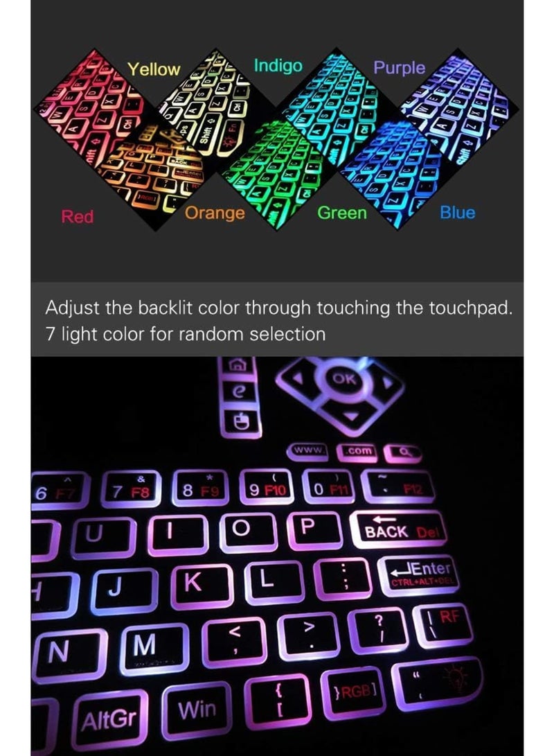 SOLARAE Mini Wireless Keyboard, Q9 Portable Rechargeable Keyboard with Touchpad Colorful Backlit, Handheld Remote Keyboard for PC,Raspberry Pi 4, Android TV Box,KODI,Windows 7 8 10 - Image 2