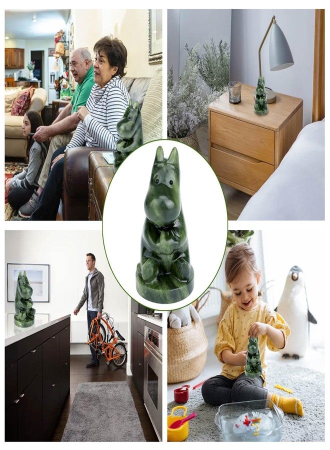gemshan Hippo Statue, Natural Green Jade Sculpture, Hippopotamus Animal Figurine, Home, Office Desk, Entryway Table Decor - Image 4