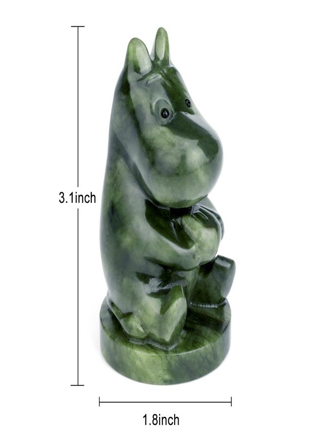 gemshan Hippo Statue, Natural Green Jade Sculpture, Hippopotamus Animal Figurine, Home, Office Desk, Entryway Table Decor - Image 2