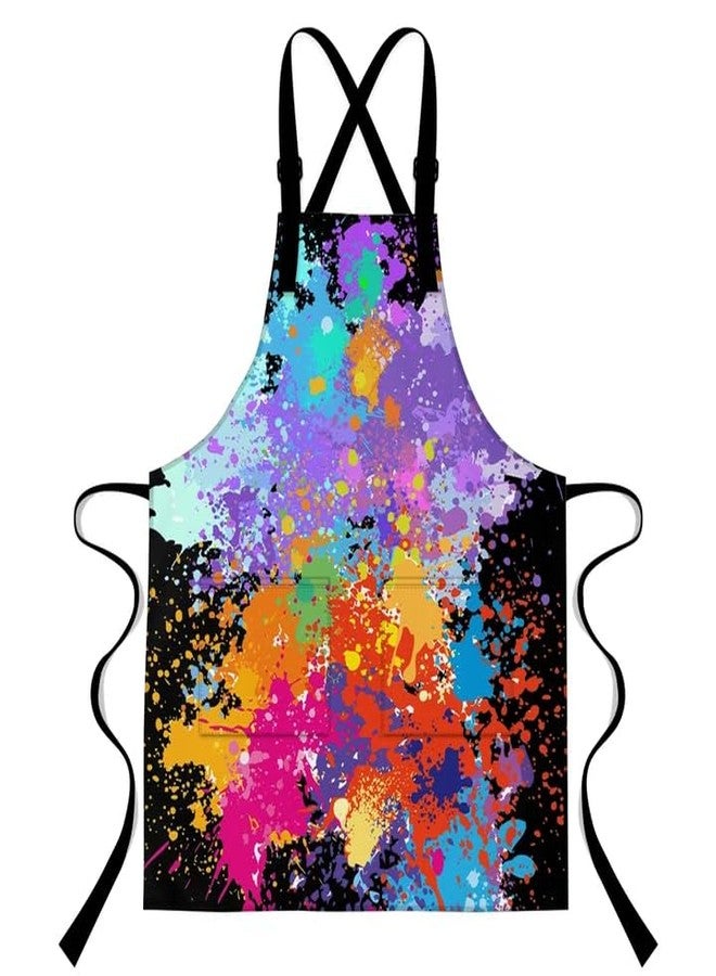 LshyMn مريلة LshyMn برسومات جرافيتي، مقاس 33.4 × 27.5 بوصة، بتصميم ريترو مستوحى من موسيقى الهيب هوب، مريلة مطبوعة بنمط طلاء جرافيتي ملون، مريلة للطهاة، مريلة للطبخ والشواء، WQHYMN13 - Image 1