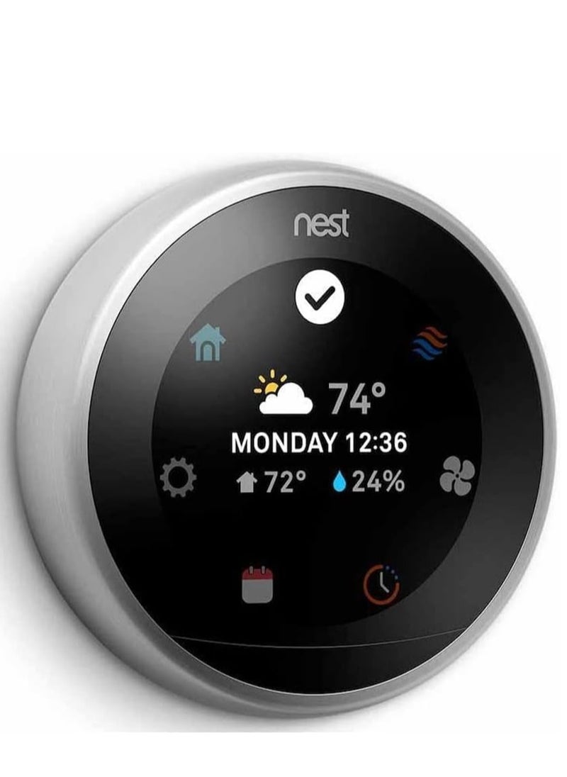 Google - Nest 3rd Generation learning programmable Thermostat Polished Steel T3019US - Image 1