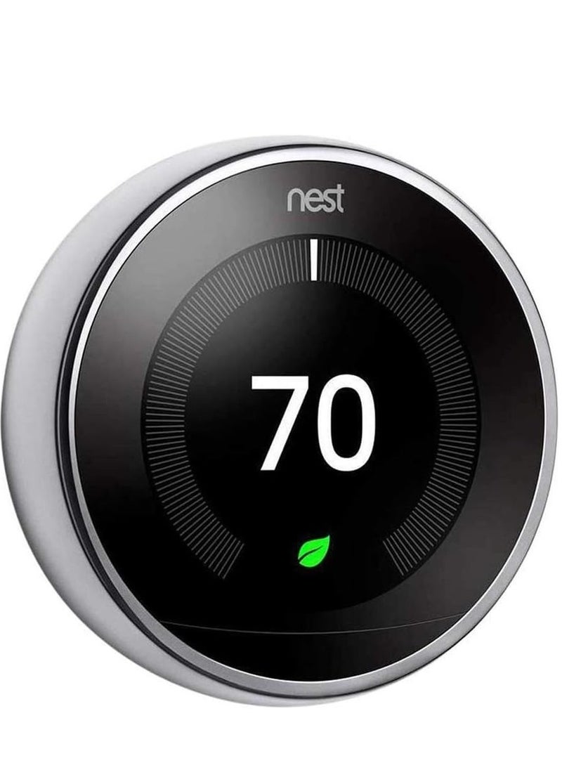 Google - Nest 3rd Generation learning programmable Thermostat Polished Steel T3019US - Image 1