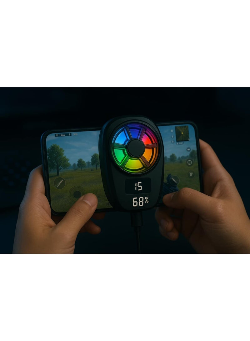 X110A Mobile Phone Cooler with 2500mAh Battery, 3 Speed ​​Semiconductor Cooling Fan, Dual Clip , Dual Cooling , for Live Streaming and Gaming , RGB Lighting , Internal Battery - Image 1