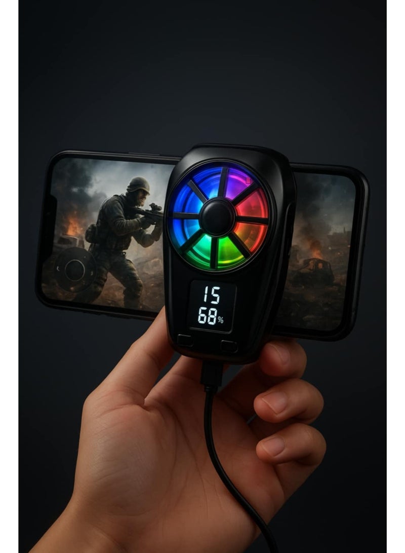 X110A Mobile Phone Cooler with 2500mAh Battery, 3 Speed ​​Semiconductor Cooling Fan, Dual Clip , Dual Cooling , for Live Streaming and Gaming , RGB Lighting , Internal Battery - Image 3