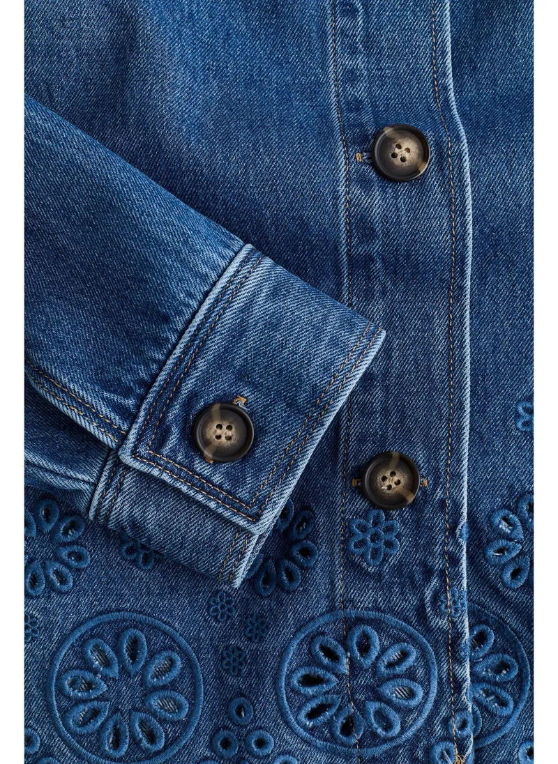 H&M Broderie anglaise-detail denim jacket