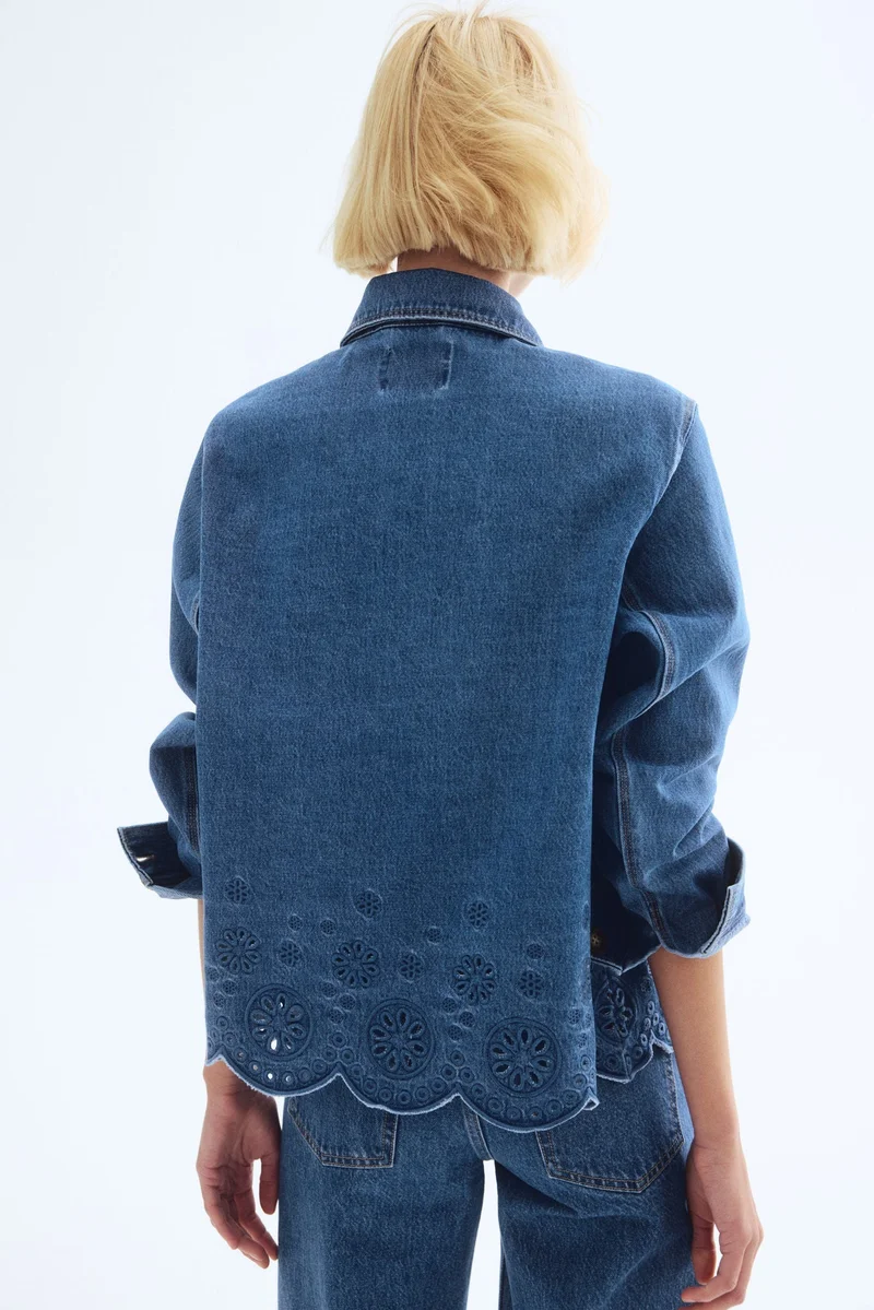 H&M Broderie anglaise-detail denim jacket