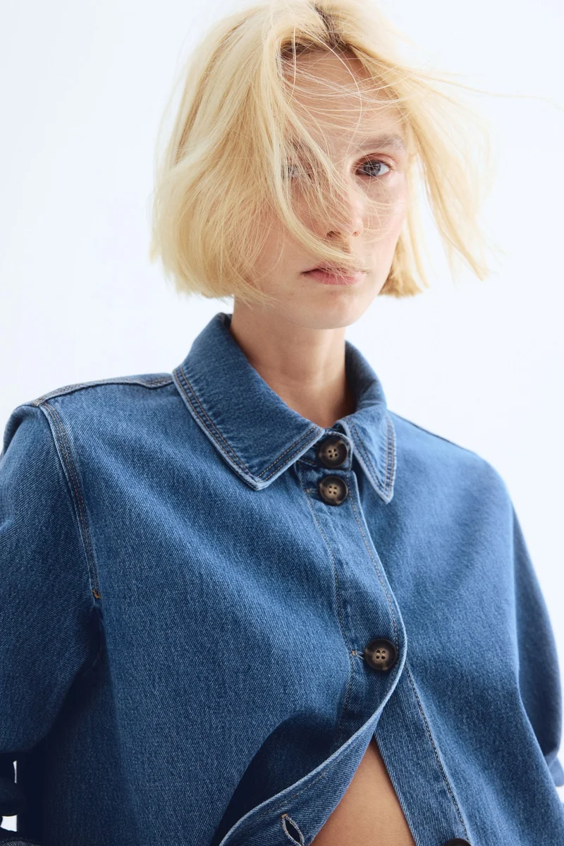 H&M Broderie anglaise-detail denim jacket