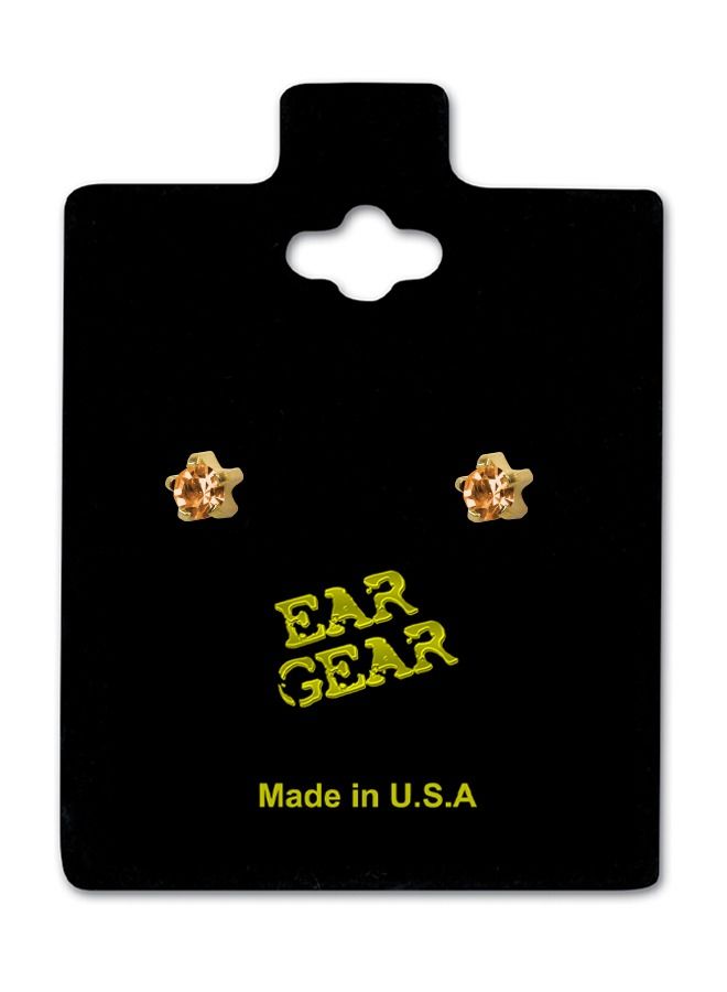 EAR GEAR 24K Gold Plated 4mm Topaz Tiffany Earrings USA - Image 1