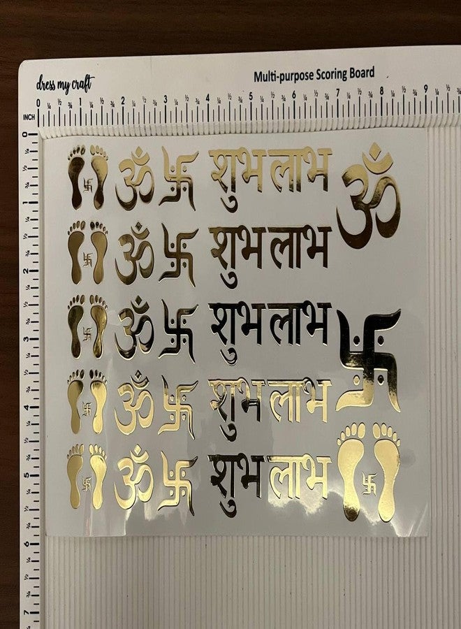 IRIKA Pack of 2 – Golden Embossed Resin Insert Sheets | 28 Ganesh Ji Designs + Om, Swastik, Shubh Labh, Footprints | A5 Size Foil Stickers for Resin Art, Diwali Décor, Pooja Trays, and Gifting - Image 4