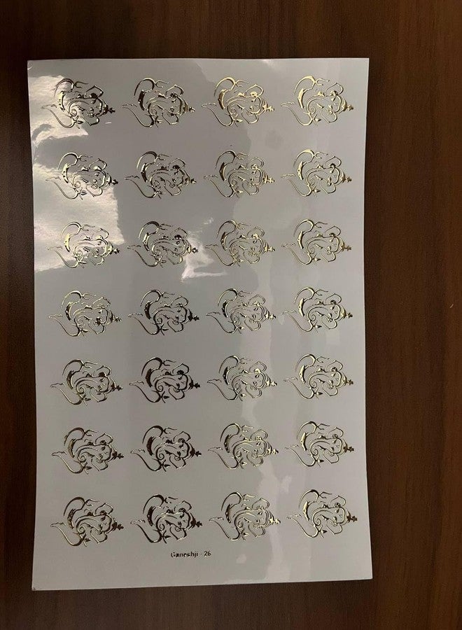 IRIKA Pack of 2 – Golden Embossed Resin Insert Sheets | 28 Ganesh Ji Designs + Om, Swastik, Shubh Labh, Footprints | A5 Size Foil Stickers for Resin Art, Diwali Décor, Pooja Trays, and Gifting - Image 2