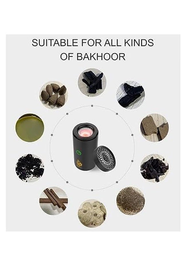 Bakhoor BK10 Smart Electric Diffuser Incense Burner Rechargeable Portable USB Type-C Power Black  - Image 2