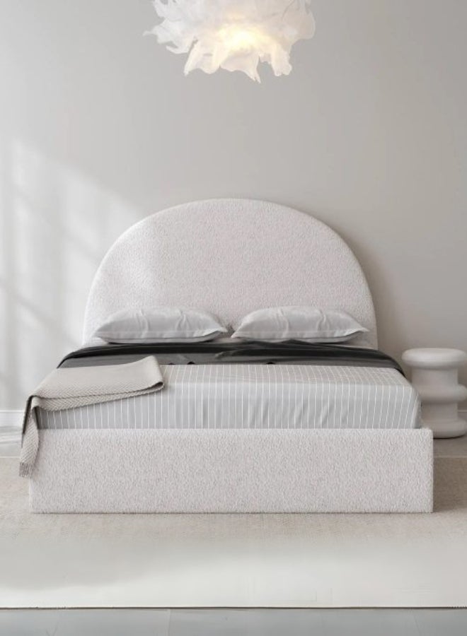 Bed and Mattress Home Nova Nest Upholstered Premium Queen Size ( Mattress Size 150 X 200 CM ) Off White Color Bed Size 214 L X  158 W ( Mattress Sold Separately ) - Image 4