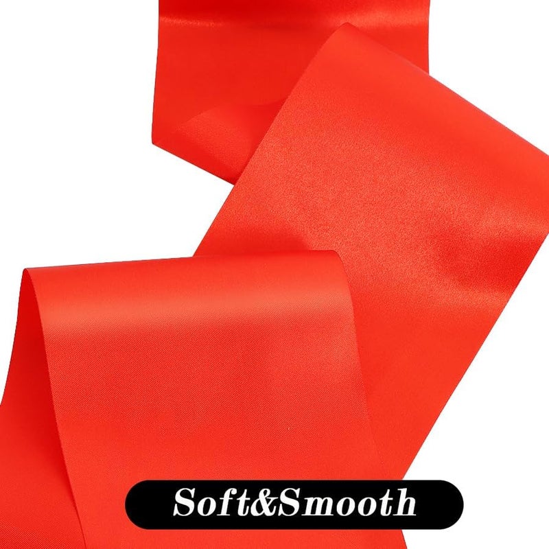 TONIFUL 4 Inch x 11 Yards Wide Red Satin Ribbon Solid Fabric Large Ribbon for Cutting Ceremony Kit Grand Opening Chair Sash Table Hair Car Bows Sewing Craft Gift Wrapping Wedding Party Decoration - Image 4
