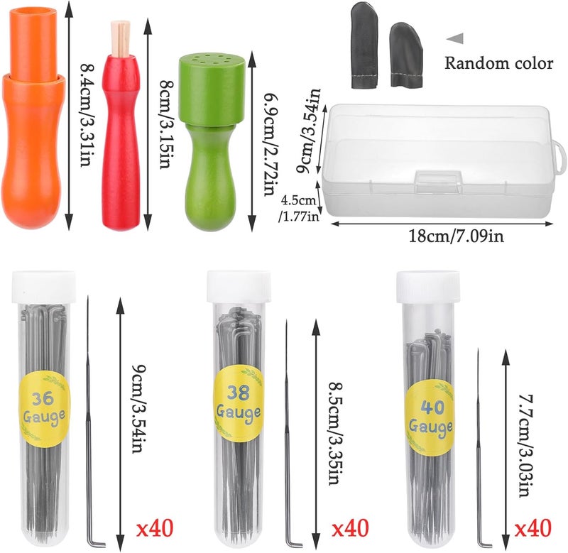 JUPEAN 128 Pcs Needle Felting Needles Needle Felting Tool 3 Size Felting Kit Needles with Wooden Handle Holder Finger Cot for DIY Wool Feltings Projects - Image 2