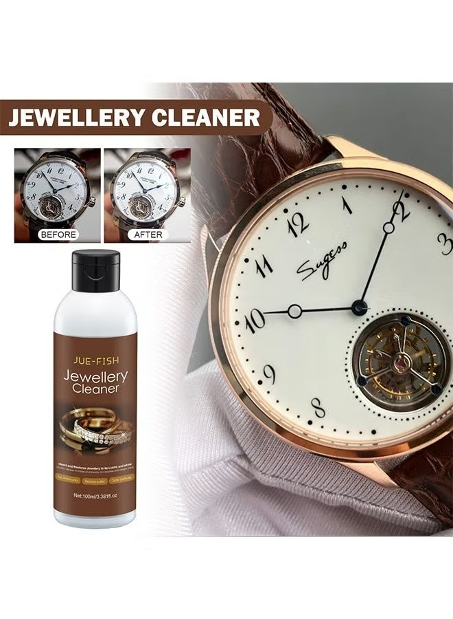 JUE-FISH Jewelry Cleaner—Jewelry Cleaner Solution for Diamond, Gold, Silver, Gemstones, Best Extra Concentrated Formula Silver Jewelry Cleaner For Sonic And Ultrasonic Jewelry Cleaner Solution 100ML - Image 3