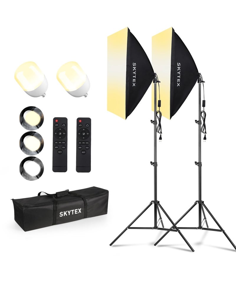 Skytex Softbox Lighting Kit 2Pack,20x28in Soft Box |Upgrade 135W 2700-6400K 100V-240V AC E27 LEDBulb Continuous Photography Lighting,Photo Studio Lights Equipment for Camera Shooting,Video Recording - Image 1