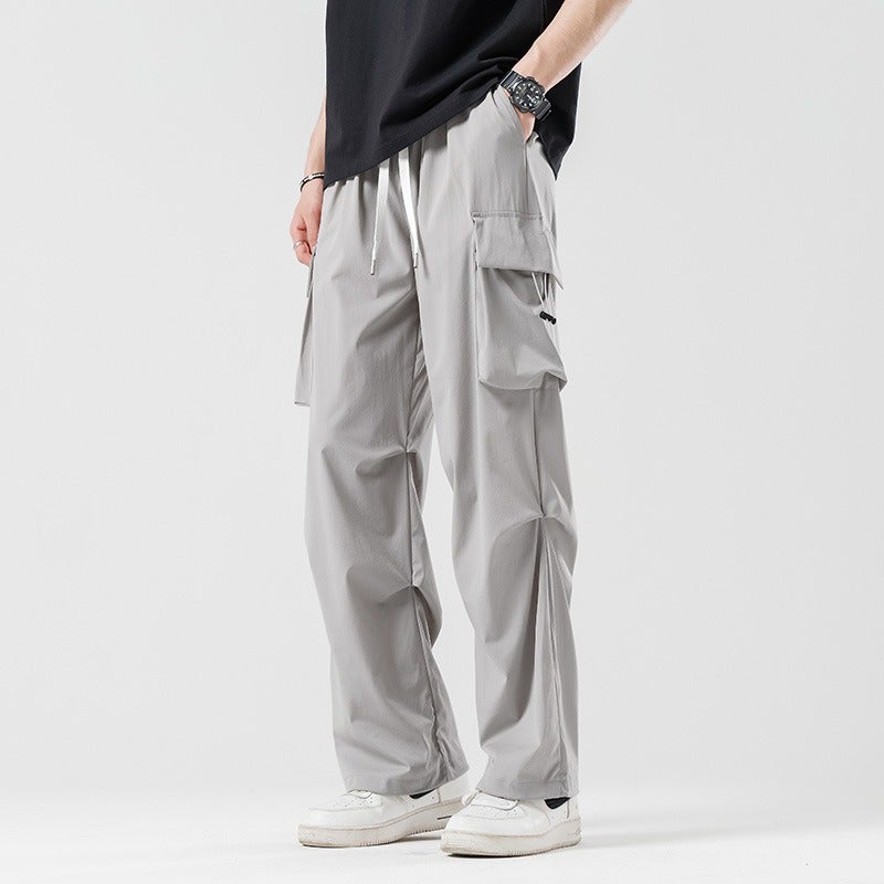 2024 Summer American Style Loose Streetwear Women's Casual Pants - Unisex Retro Side Pocket Wide Leg Cargo Pants