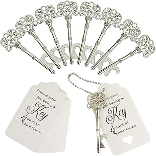WODEGIFT 100 PCS Wedding Favors Bottle Opener,Wedding Gifts for Guest Vintage Skeleton Key Bottle Opener,Key Bottle - Image 1