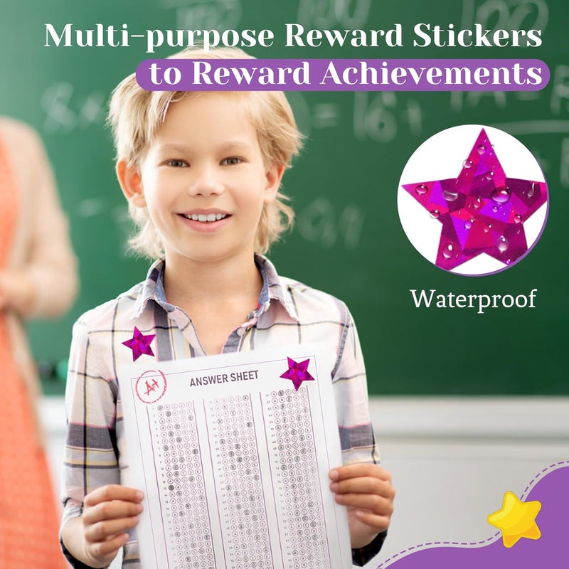 Imeepa 500 PCS Holographic Purple Star Stickers, 1 inch Self Adhesive Metallic Glitter Foil Stickers Sparkly Star Sticker Reward Behavior Chart Labels for Kids Students Teachers Supplies Matte anti slip finish - Image 4
