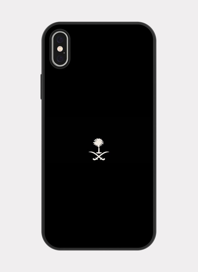 بكسلات كفر ايفون اكس اس ماكس شعار السعودية ابيض اسود - Image 1