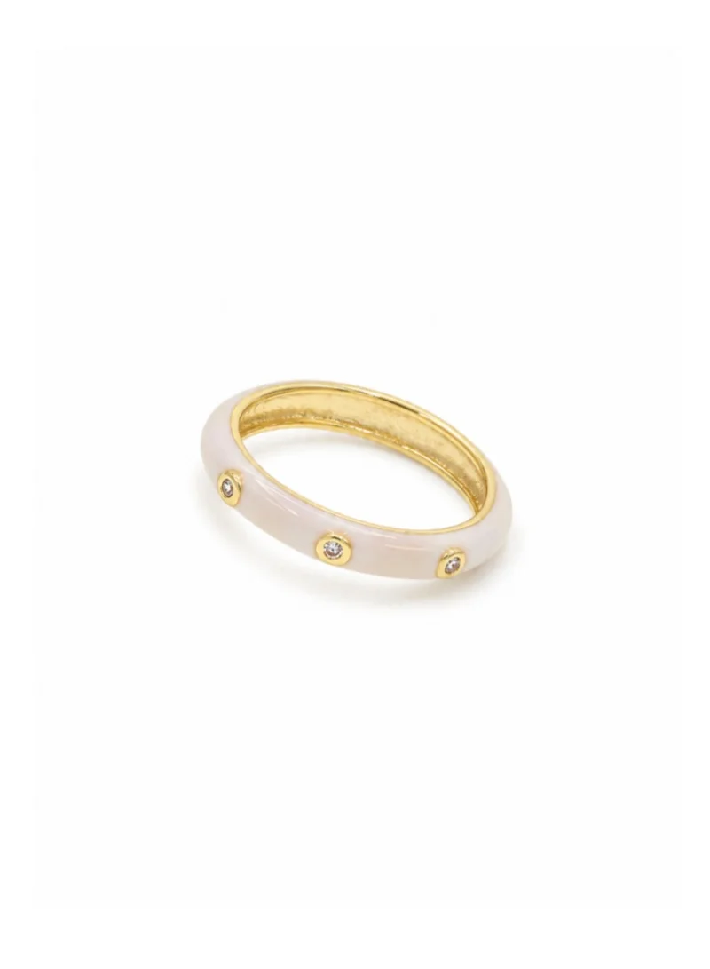 AMIE Dubai  Enamel ring white w/stones for Women | Best Price UAE