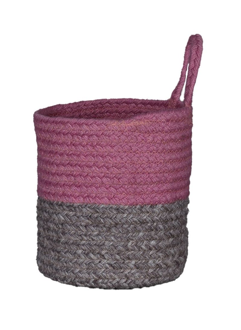 N & H Jute & Cotton Braided Wall Hanging Planters for Indoor Plants (Duo Band Pattern, Pink & Beige) - Image 2