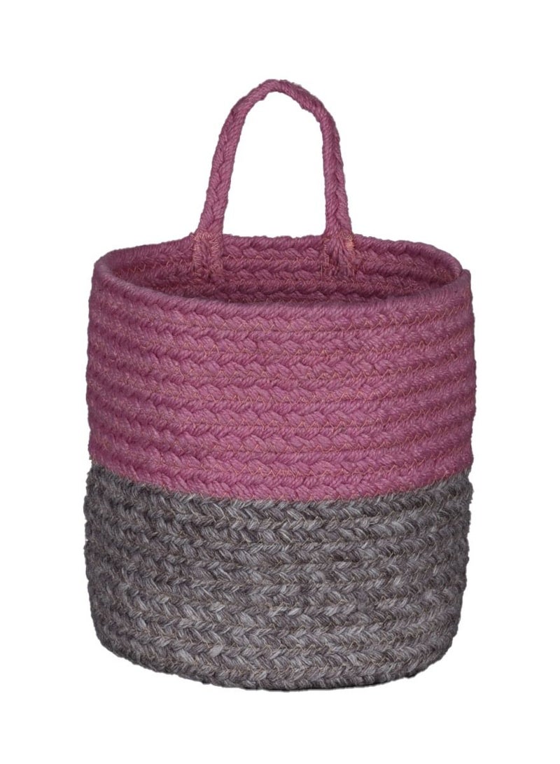 N & H Jute & Cotton Braided Wall Hanging Planters for Indoor Plants (Duo Band Pattern, Pink & Beige) - Image 1