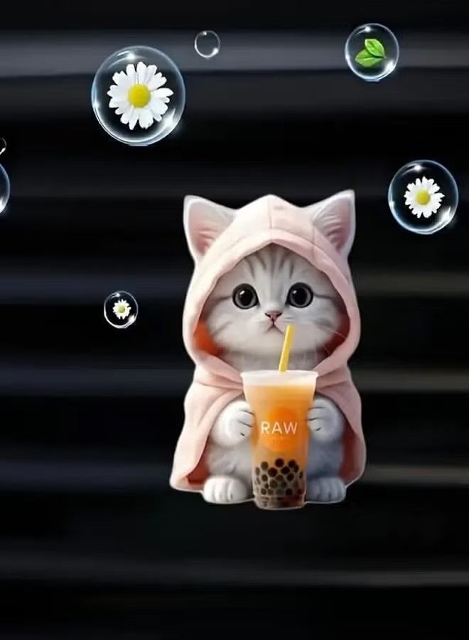 Happy D Set of 2 Cute Cat Car Air Vent Decoration Clamped Scent Holders - Freshen the Air with Pressed Scents - Car Interior Accessories for Driving Fun - Image 3