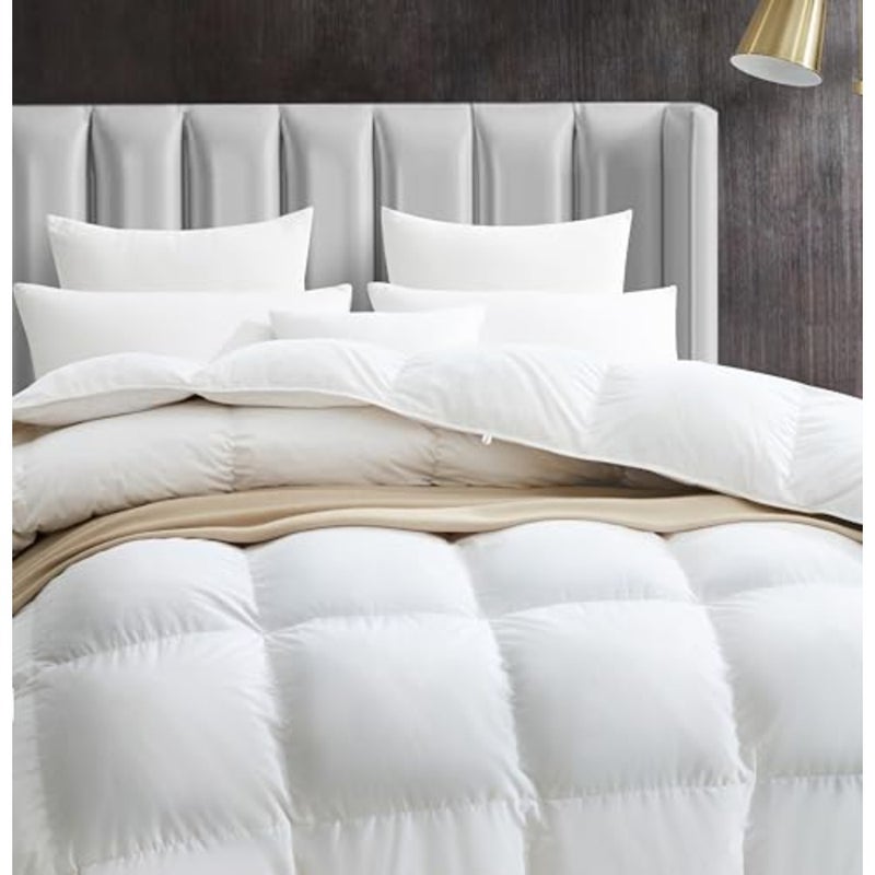 shebeiFeather Down Comforter Queen Size All Season White Down Duvet Insert Ultra Soft 100% Cotton Cover Fluffy Queen Comforter 90 x 90 Inches - Image 2