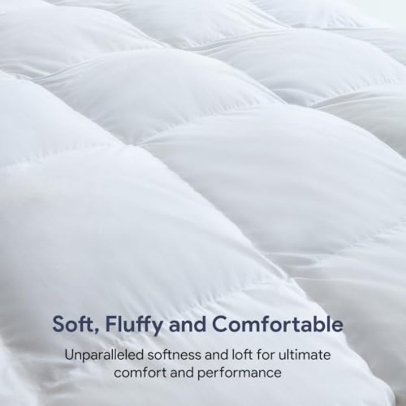 shebeiFeather Down Comforter Queen Size All Season White Down Duvet Insert Ultra Soft 100% Cotton Cover Fluffy Queen Comforter 90 x 90 Inches - Image 4
