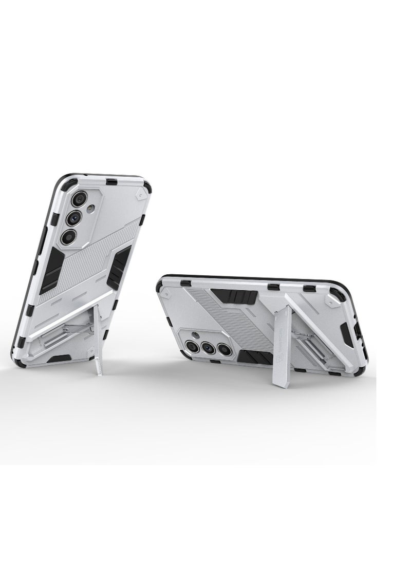 Generic - Punk Armor 2 in 1 PC Tpu Shockproof Phone Case with Invisible Holder For Samsung Galaxy s21fe (Grey) - Image 1