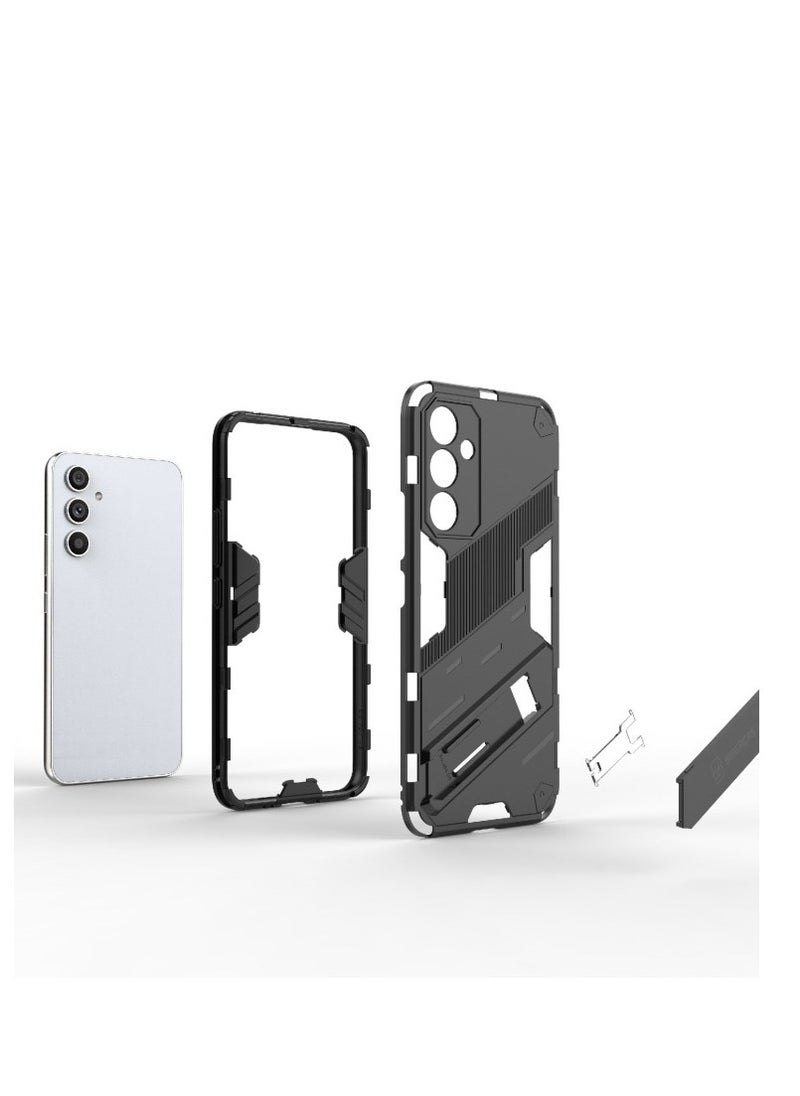 Generic - Punk Armor 2 in 1 PC Tpu Shockproof Phone Case with Invisible Holder For Samsung Galaxy s21fe (Grey) - Image 1