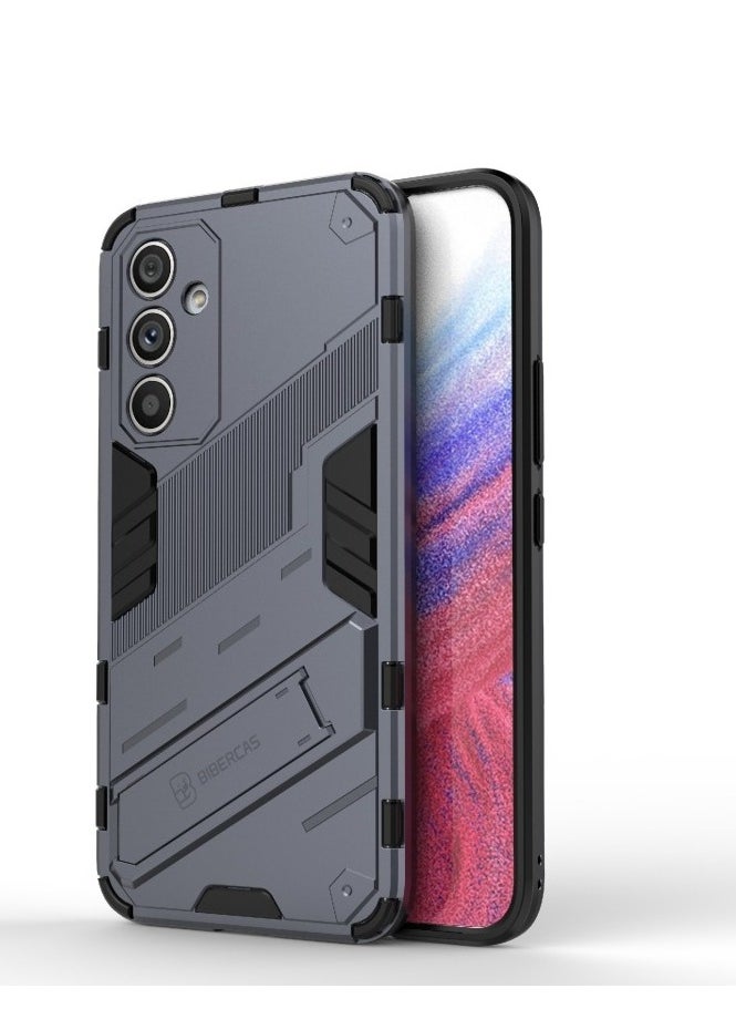 Generic - Punk Armor 2 in 1 PC Tpu Shockproof Phone Case with Invisible Holder For Samsung Galaxy s21fe (Grey) - Image 1