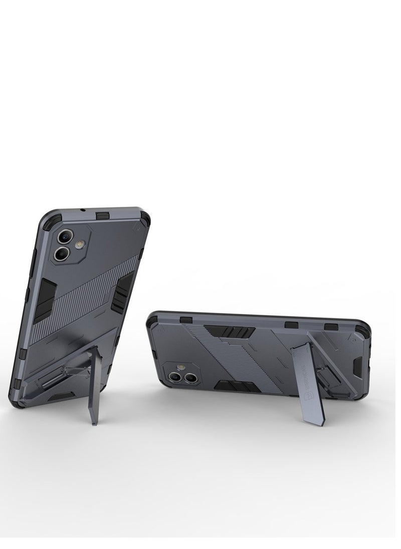 Generic - Punk Armor 2 in 1 PC Tpu Shockproof Phone Case with Invisible Holder For Samsung Galaxy s21fe (Grey) - Image 1