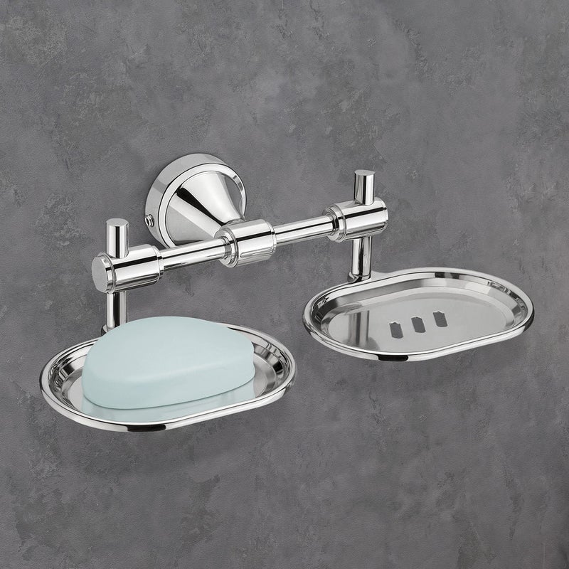 Primax Niko Stainless Steel 304 Grade Double Soap Holder for Bathroom/Soap Dish/Bathroom Soap Stand/Bathroom Accessories (Chrome) - Image 1