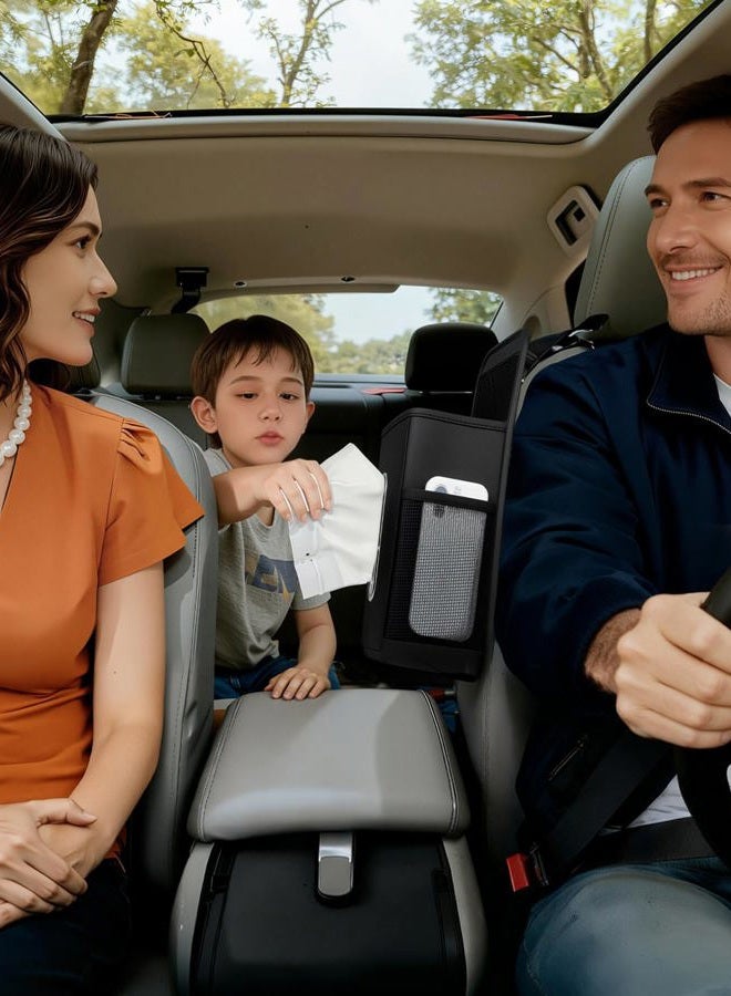 Drsvabze Full-Size Car Tissue Holder - Fits 200-Count Tissues, Stable Installation, Side Mount with 3 Mesh Pockets, Waterproof PU Leather, Accessible for Front & Rear Passengers - Image 5